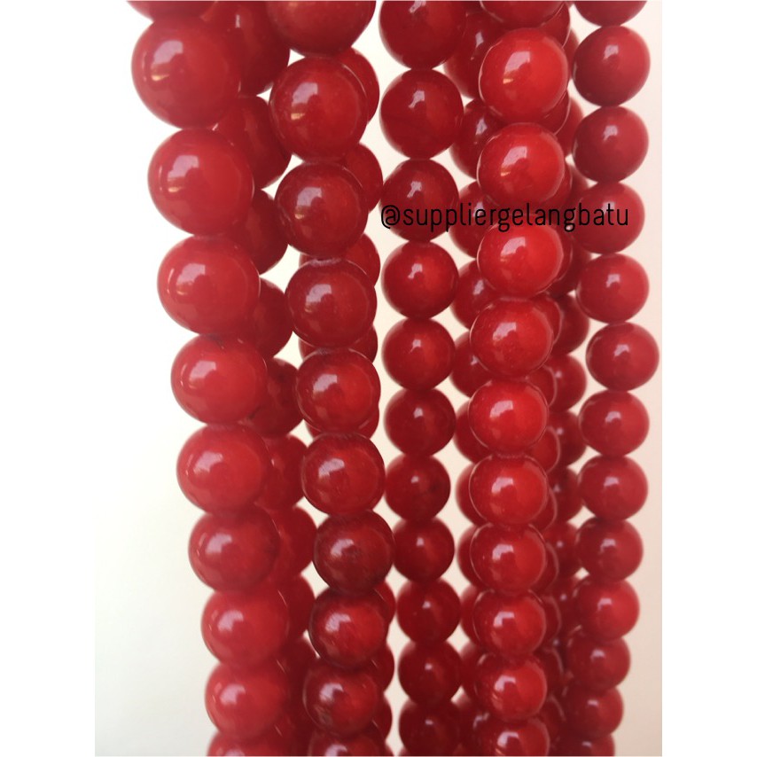 batu red ruby 12mm coral agate merah onyx kilap aksesoris fashion akik aksesoris bahan craft beads