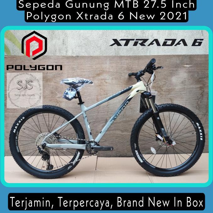 (Khusus Gojek/Grab) Sepeda Gunung Mtb 27.5 Inch Polygon Xtrada 6 New - Cream Grey Ta, M (18)