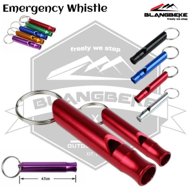 Gantungan Kunci Peluit Survival Whistle Emergency Camping Alumunium - Hitam