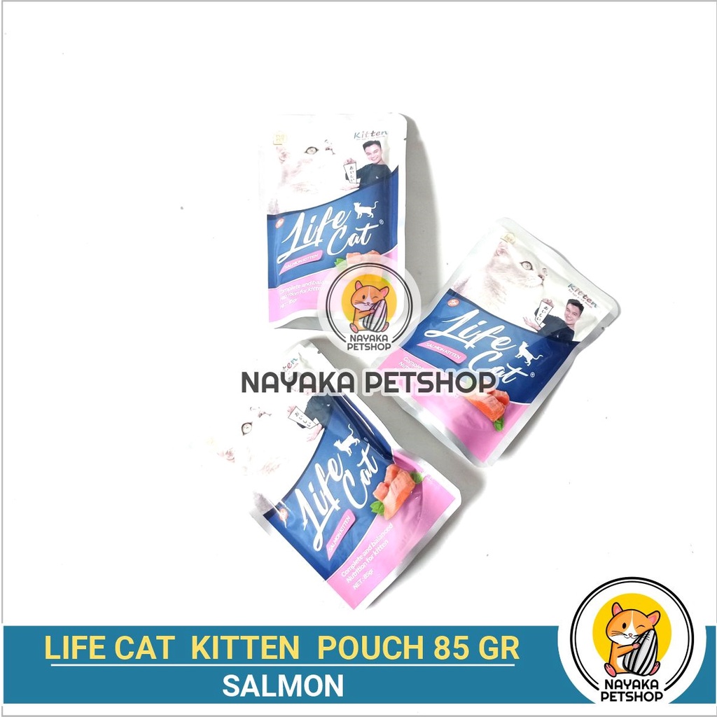 Life Cat Kitten Salmon 85 gr Pouch Pakan Kucing Basah Cat Anak Kucing Makanan Wet Food