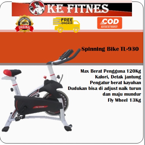 Alat Olahraga Sepeda Statis Alat Fitness Spinning Bike TL930 Total Fitness, Alat Olahraga di Rumah, Alat Fitness Rumah