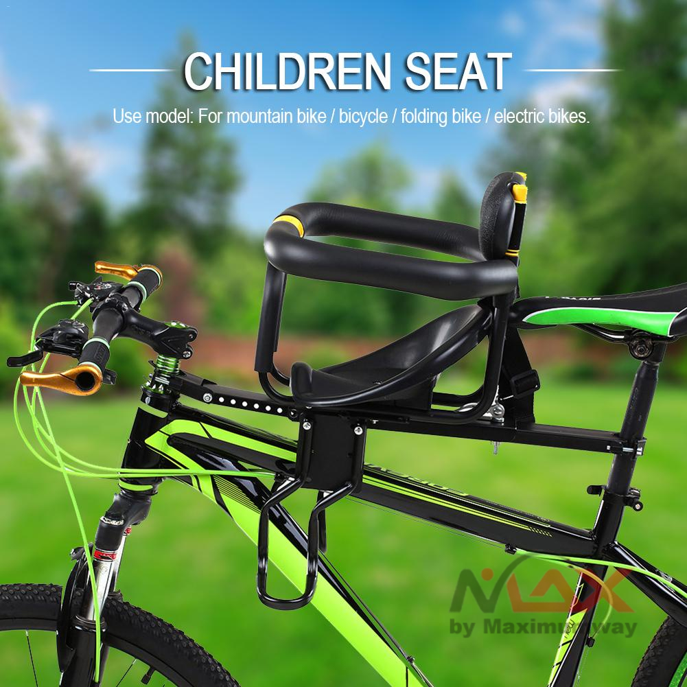 Boncengan Depan Anak Sepeda Universal bisa MTB Sepeda listrik Sepeda mini lipat penopang kuat aman ada seatbelt Lipat Child Safety Front Seat Mountain Bike Children Safety Seat Kid Bicycle Front Chair MTB Baby Safety Seat Backrest Footrest Child Safety