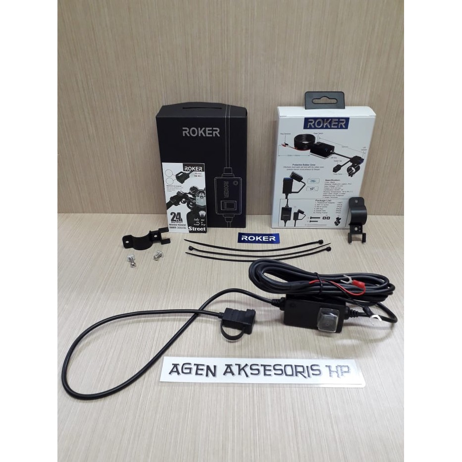 Charger Motor ROKER STREET 2.4A Waterproof Casan HP Aki Motor LED Ligh  ready