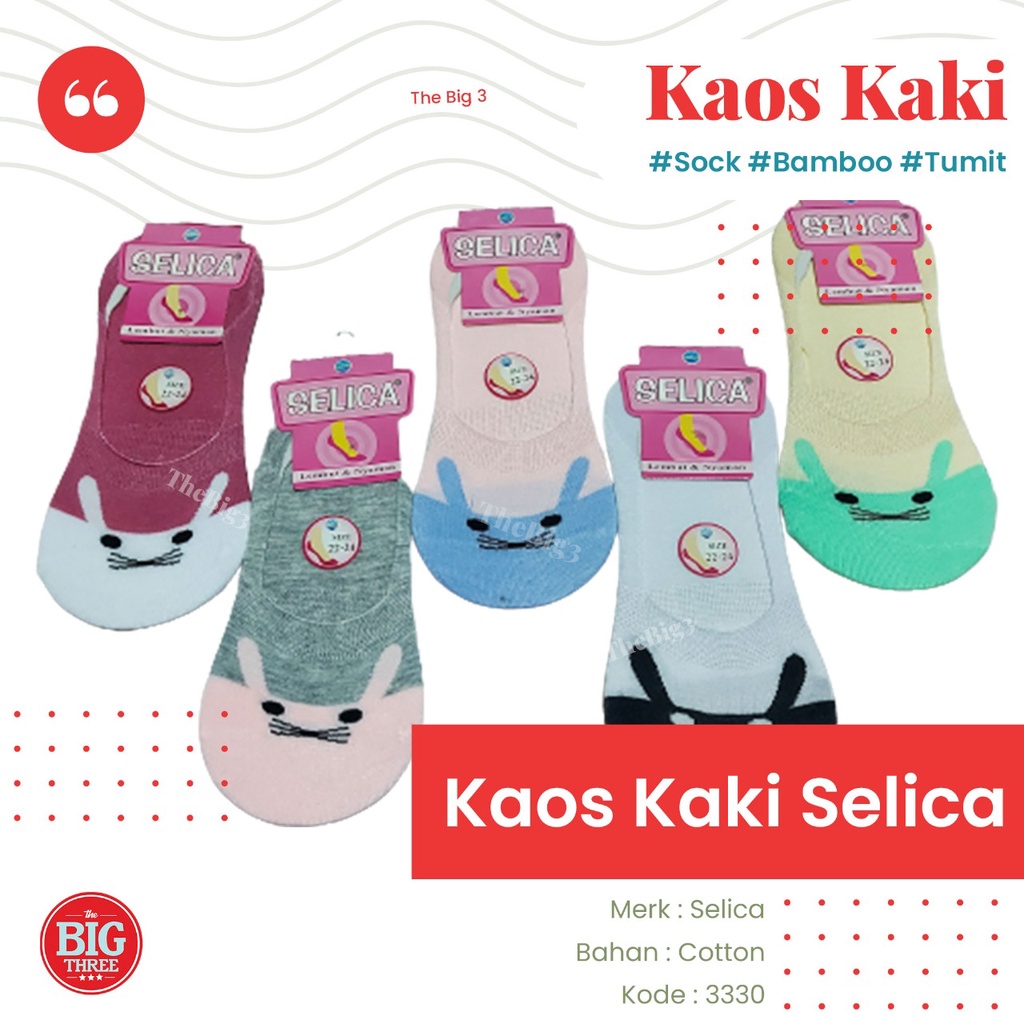 SELICA Kaos Kaki Tumit Wanita - Size 22-24 - Motif Kucing Lucu SELICA-A (LB) 3330-7 TBT