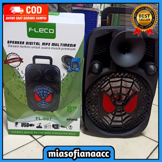 (COD) SPEAKER FLECO FL-97 8 INC KARAOKE FREE MIC + REMOTE