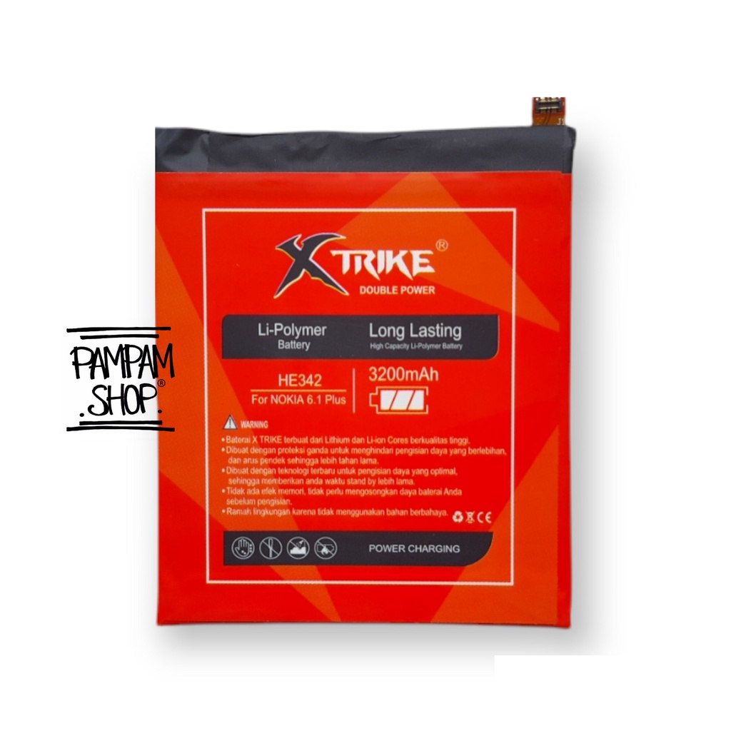 Baterai XTRIKE Double Power Original Nokia 6.1 Plus 5.1 X5 X6 HE342 6.1+ 5.1+ Batre Batrai Battery Ori Handphone HP