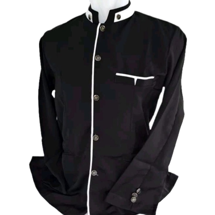 Jasko Jaskoko Polos Baju koko Atasan Pria HIitam Elegant Bahan Tebal Adem Ga Mudah Kusut