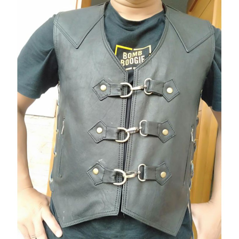 Rompi Motor kulit asli Bikers touring Jaket rompi