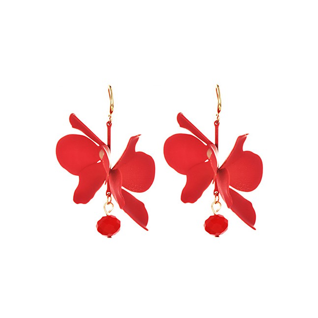 LRC Anting Gantung Fashion Alloy Double-layer Flower Earrings F78520