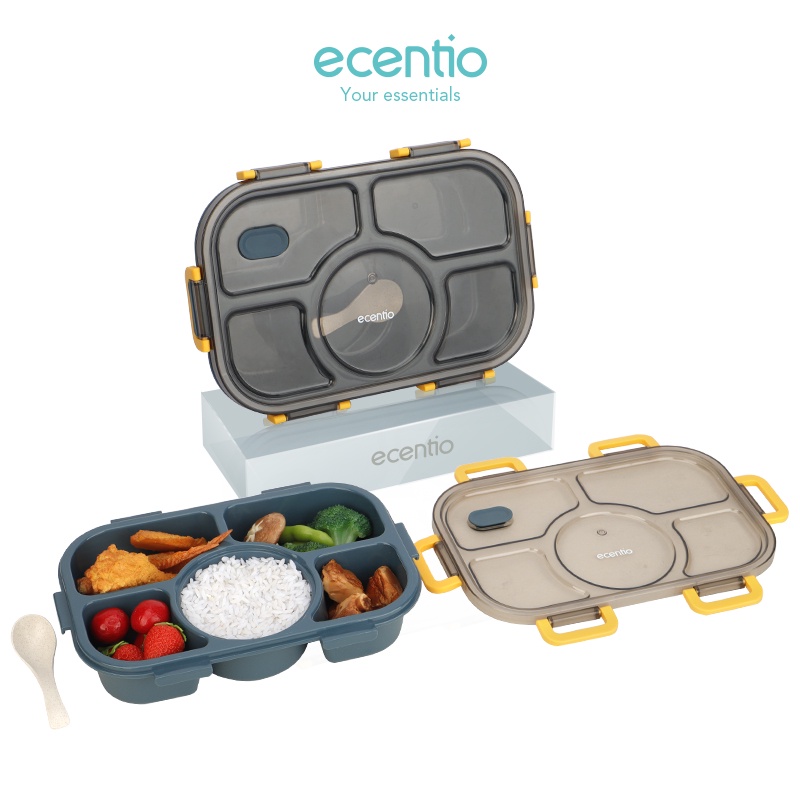 Tempat Makan ecentio tempat makan Lunch Box Bento Kotak Makan/ lunch box set 1400ml 5 Grid Dengan An