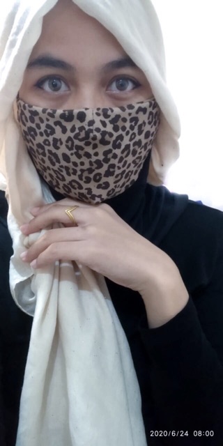 PROMO!!! Realpict .. Masker Kain Leopard Suede Premium Dewasa