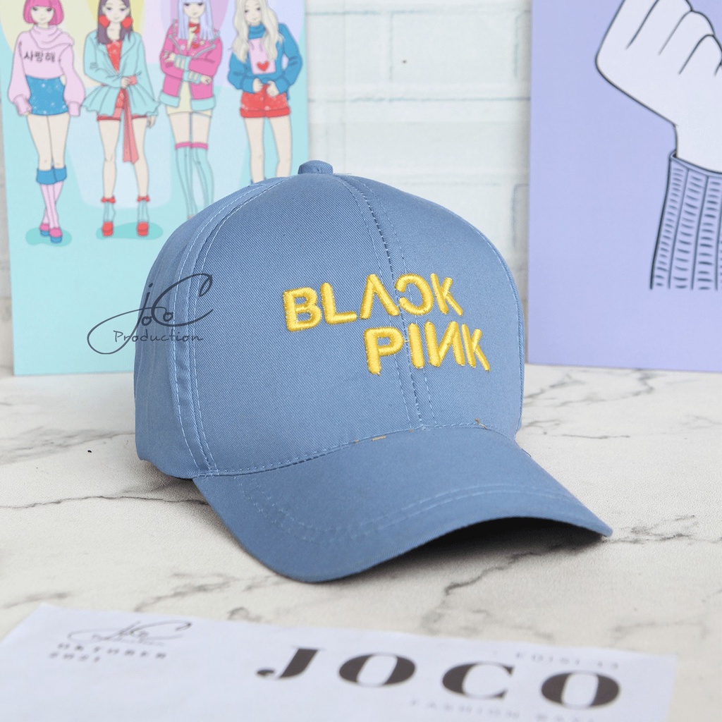 PHILEO | TOPI BASEBALL ANAK FASHION HAT TOPI MOTIF BORDIR UNISEX TOPI MOTIF BLACK PINK BORDIR-BLACKPINK - BIRU