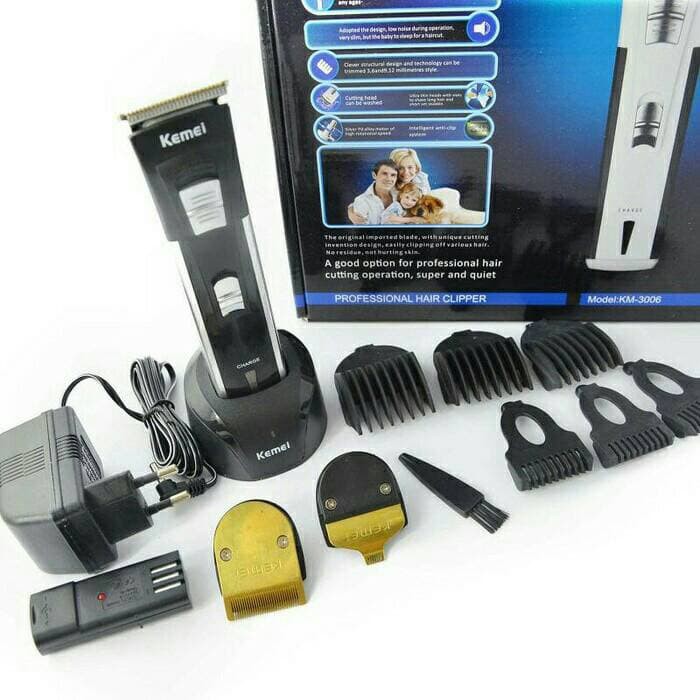 Alat Cukur Rambut Kemei KM-3006 / KM 3006 / KM3006 Washable Hair Clipper Rechargeable