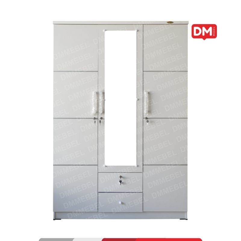 Lemari Pakaian 3 Pintu LPP 32 LR White - DM Mebel
