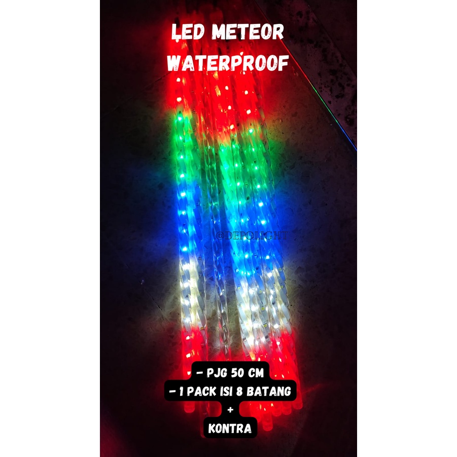 Lampu Meteor RGB 50 CM 8 Batang / Lampu Hias LED