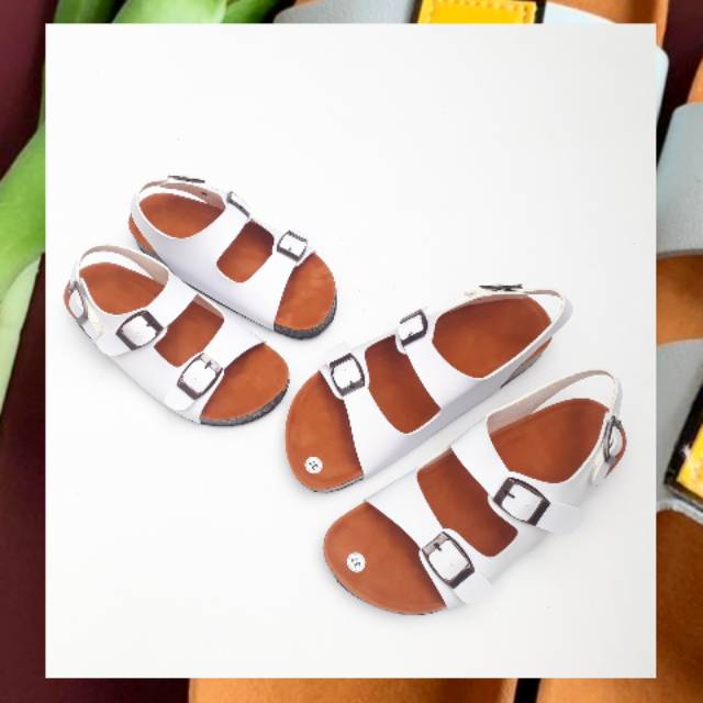 SB ~ Sandal BIRKEN COUPLE GESPER TALI PUTIH//HARGA SATUAN