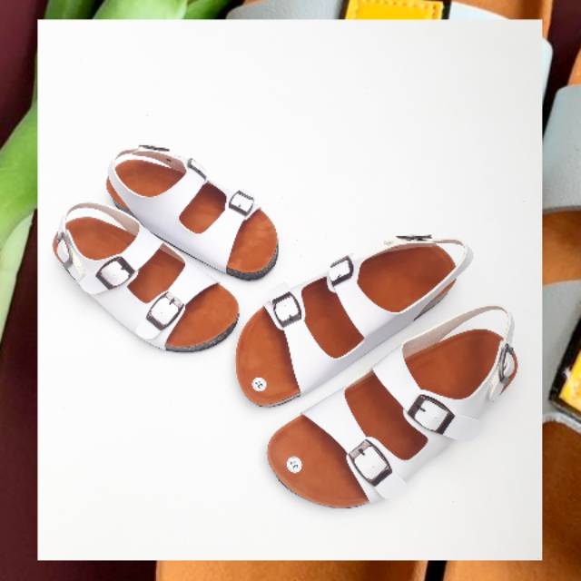 SB ~ Sandal BIRKEN COUPLE GESPER TALI PUTIH//HARGA SATUAN