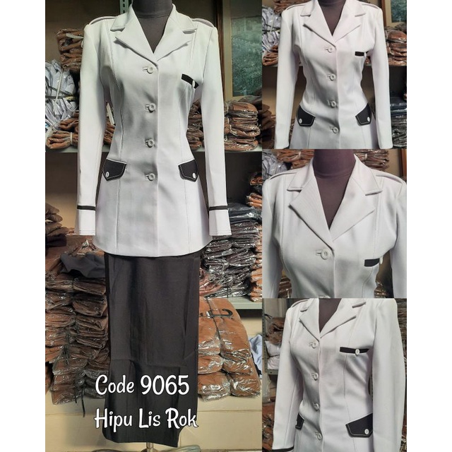 BANTING HARGA BAJU BLAZERATASAN/SET PUTIH HITAM LIS KERAH JAS GURU,PERAWAT,DINAS KESEHATAN MURAH