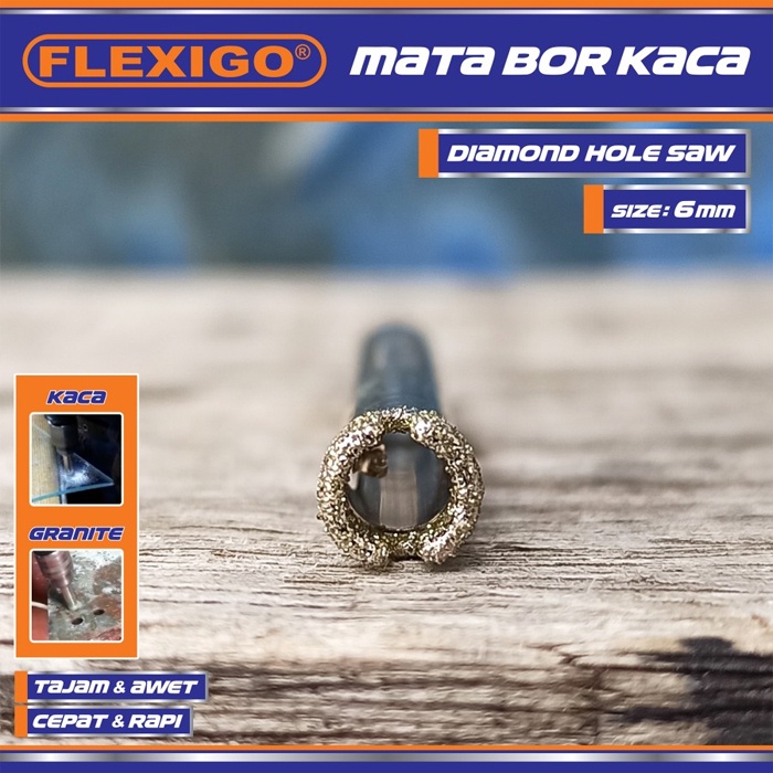 Mata Bor Kaca, Grantie 6 mm Original Flexigo Diamond Hole Saw