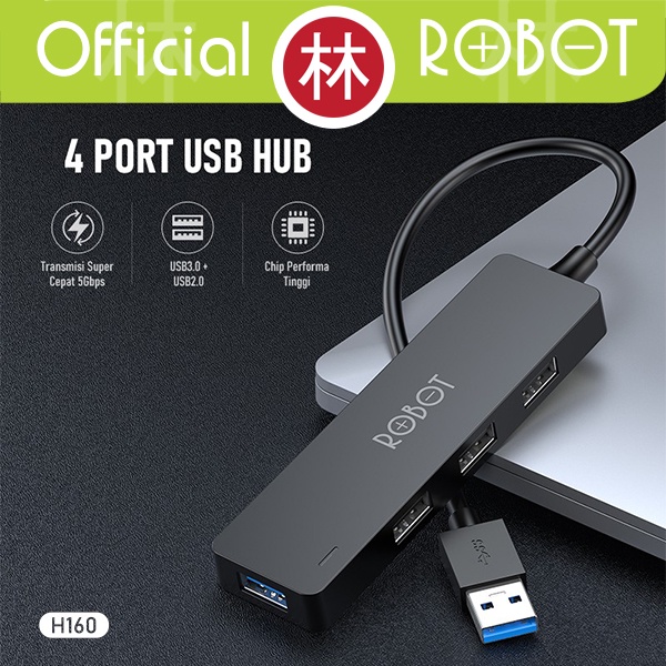 ROBOT H160 USB Hub 4 Ports Adapter USB 2.0 &amp; USB 3.0 High Speed 5GBPS