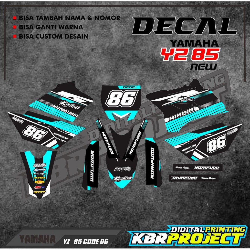 Decal Yz 85 New Kode 06 Stiker Variasi Full Body List Motor Trail Yz 85 New Bebek Bisa Custom Bebas