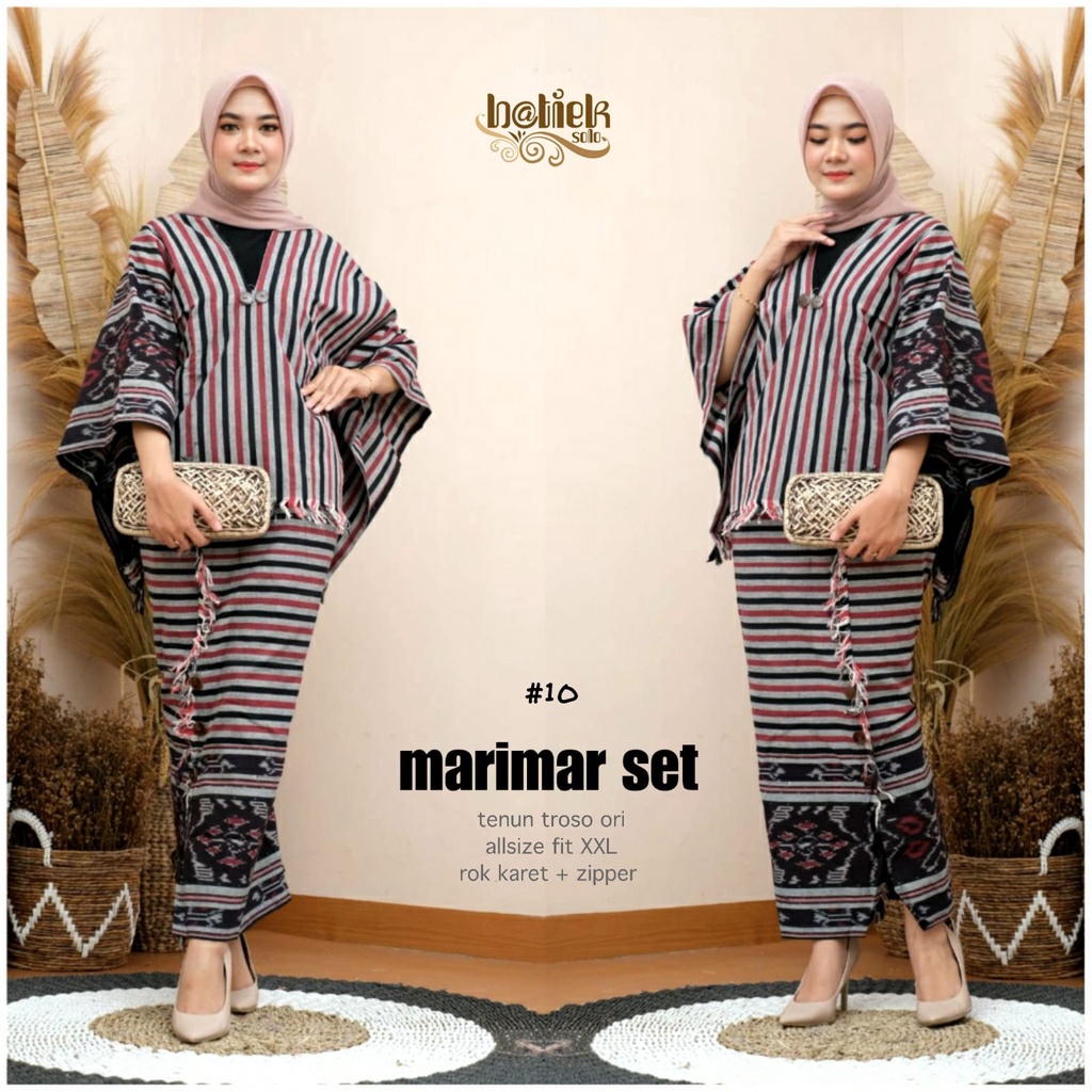 MARIMAR SET Baju Tenun Setelan One Set Stelan Wanita Lengan Panjang Kekinian Allsize fit XXL