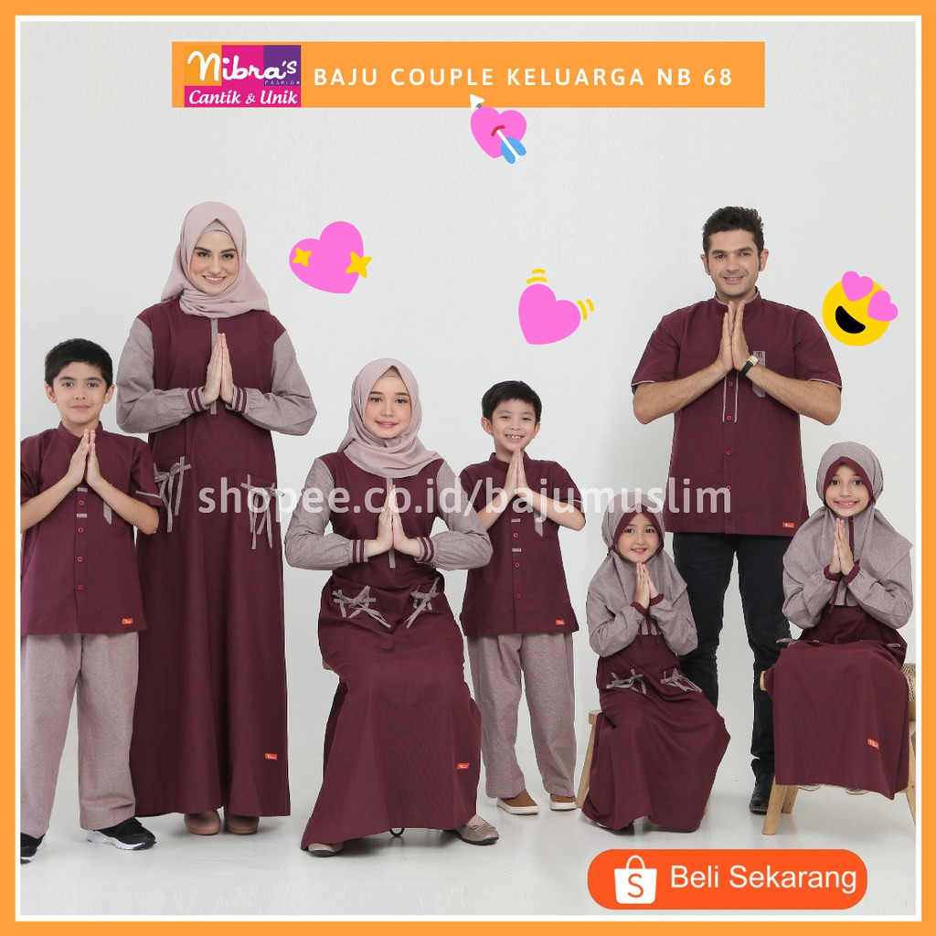 Baju Gamis Couple Keluarga Pasangan Dress Pesta Muslim Kondangan Wanita Ibu Anak Nibras Terbaru 2020