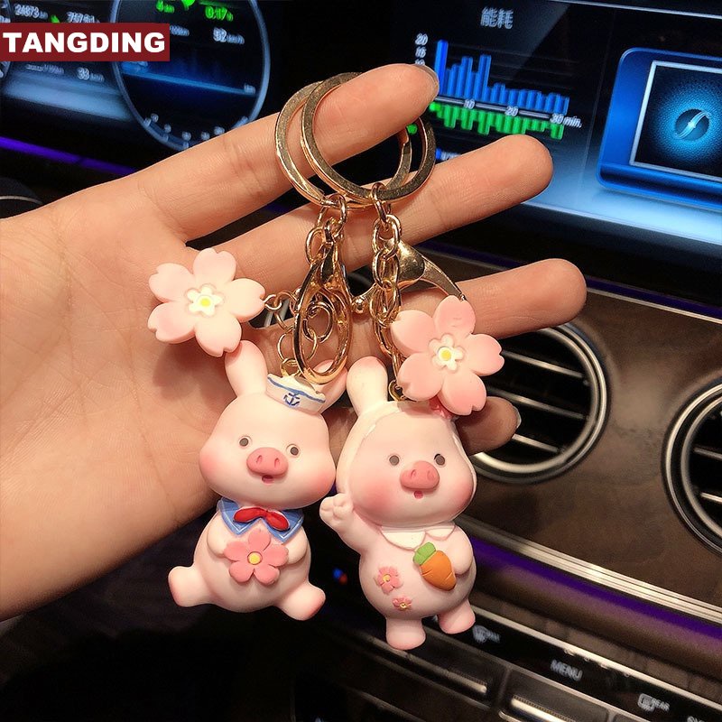 【COD Tangding】Gantungan Kunci Bentuk Kartun Babi Warna Pink Untuk Hadiah