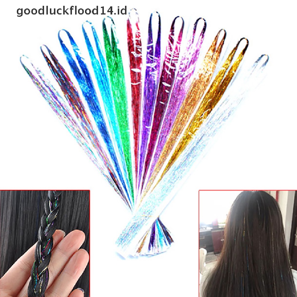 [OOID] 120 Strands Hair Tinsel Bling Silk Hair Flare Strands Glitter Rainbow Hair Decor ID