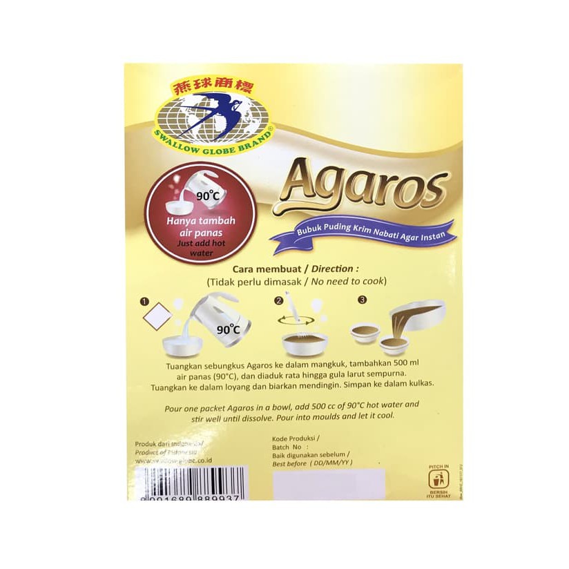 Agaros Swallow Globe Rasa Kacang Hazel 180gr Puding Instan