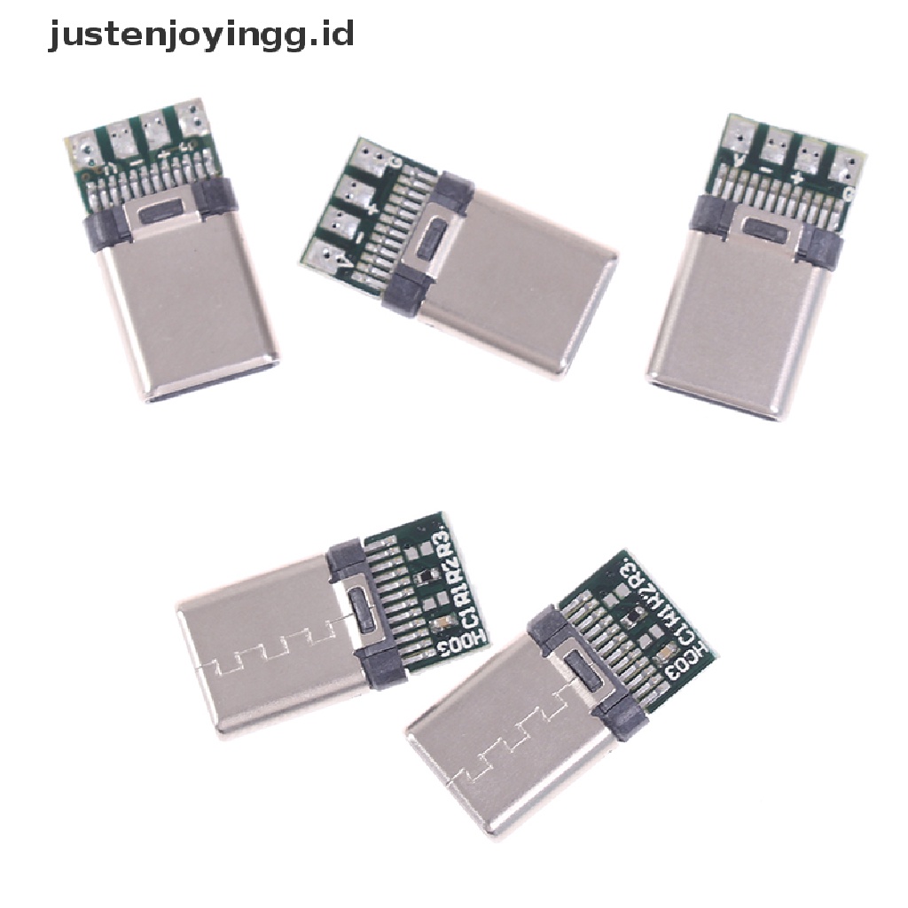 【justenjoyingg.id】 5/10Pcs USB 3.1 Type C Male DIY Solder Cable Plug Connector Socket PC Board .