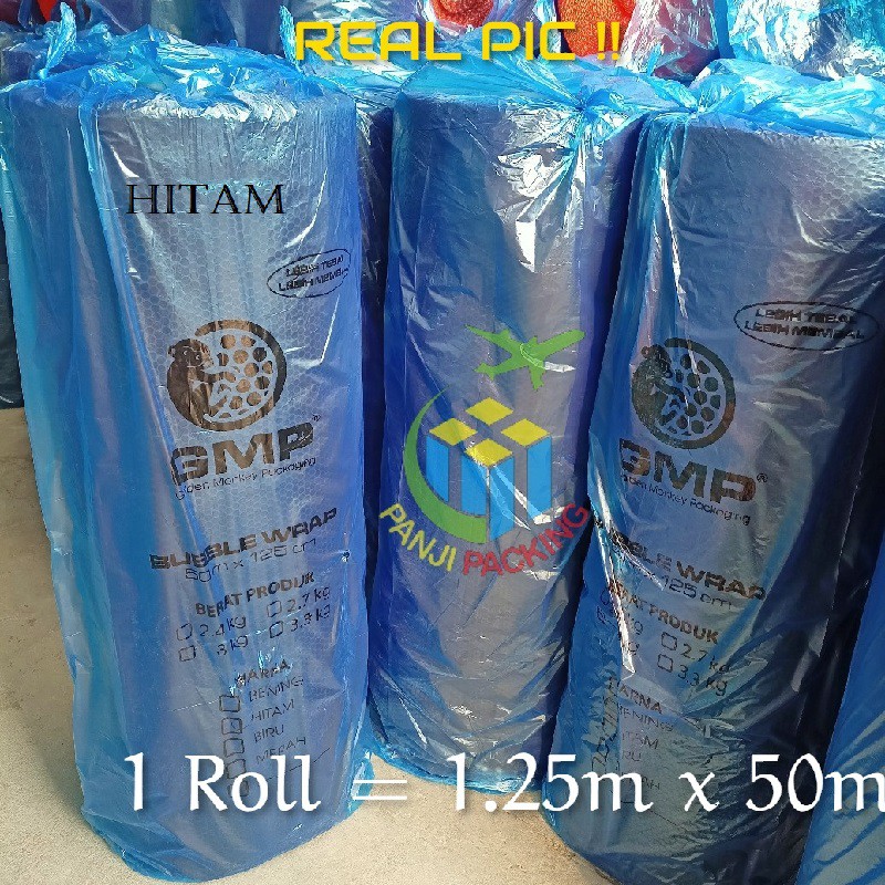 

BUBBLE WRAP GMP HITAM 1 ROLL BUBBLEWRAP PANJI PACKING BANDUNG BUBLE WARP WARNA