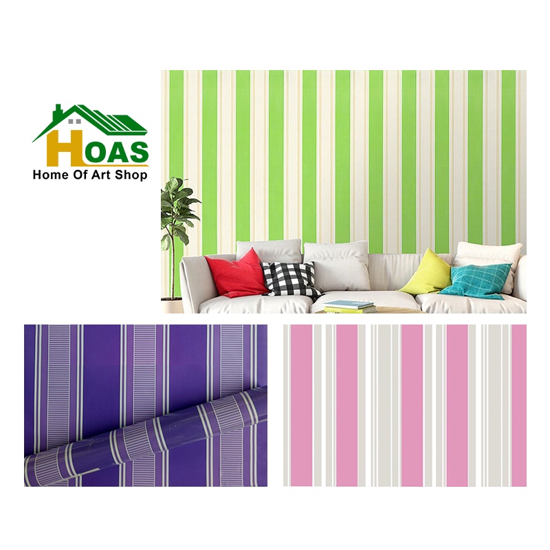 Hoas Wallpaper Dinding Motif Salur Wallstiker Premium Quality Ukuran 45cm X 8m Stiker Dinding Ruang 