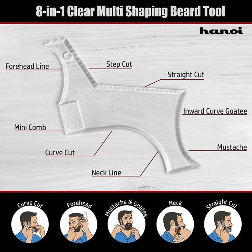 HQTM_Beard Shaping Template Stencil Comb Hair Shaper Men Shave Grooming Styling Tool