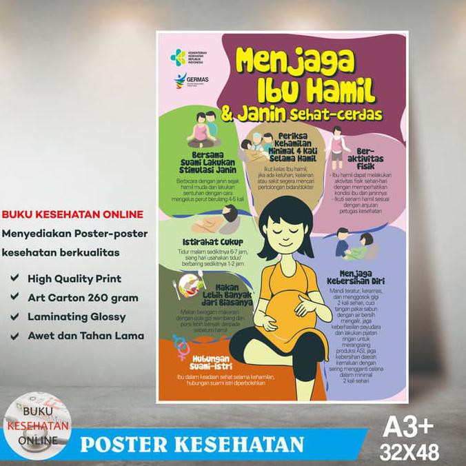 Jual Poster Kesehatan Ibu Hamil Janin Sehat Cerdas - Laminating Glossy ...