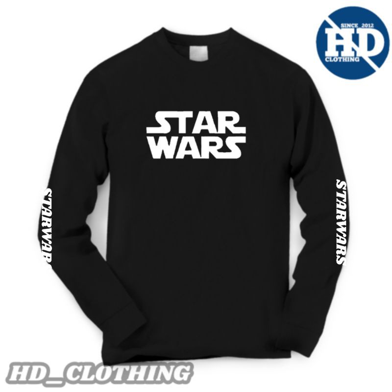 kaos pria dewasa lengan panjang superhero motif tulisan starwars