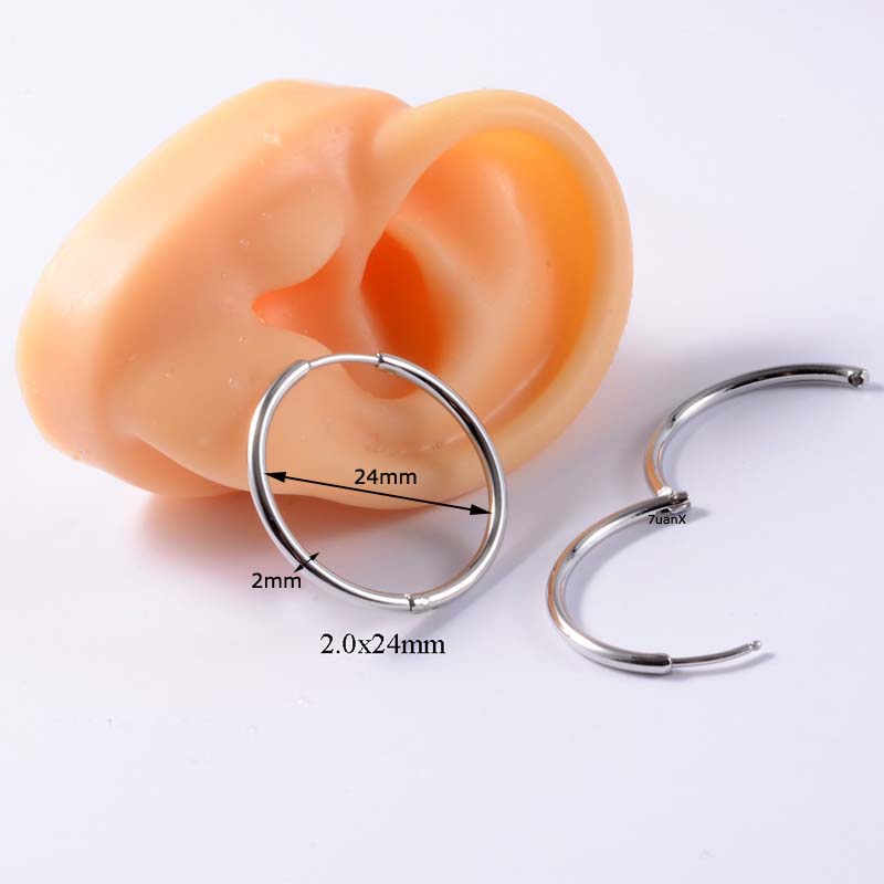 1 Piece Stainless Steel Hoop Cliker Earrings for Unisex Cartilage Piercing Loop Ring