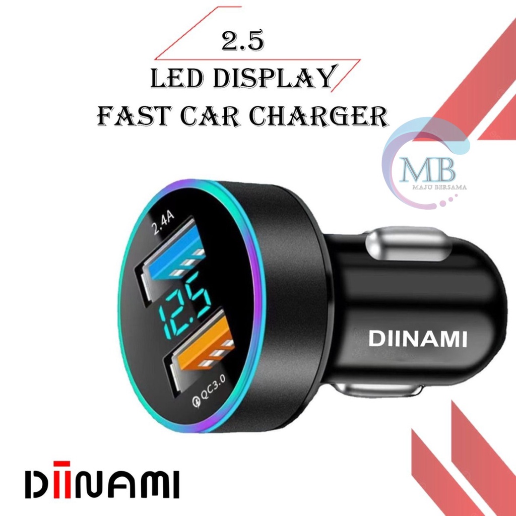 BATOK SAVER MOBIL CASHAN MOBIL DIINAMI C15 DUAL USB 2.5AMPER LED DISPLAY ORIGINAL KUALITAS FAST CHARGER MB3609