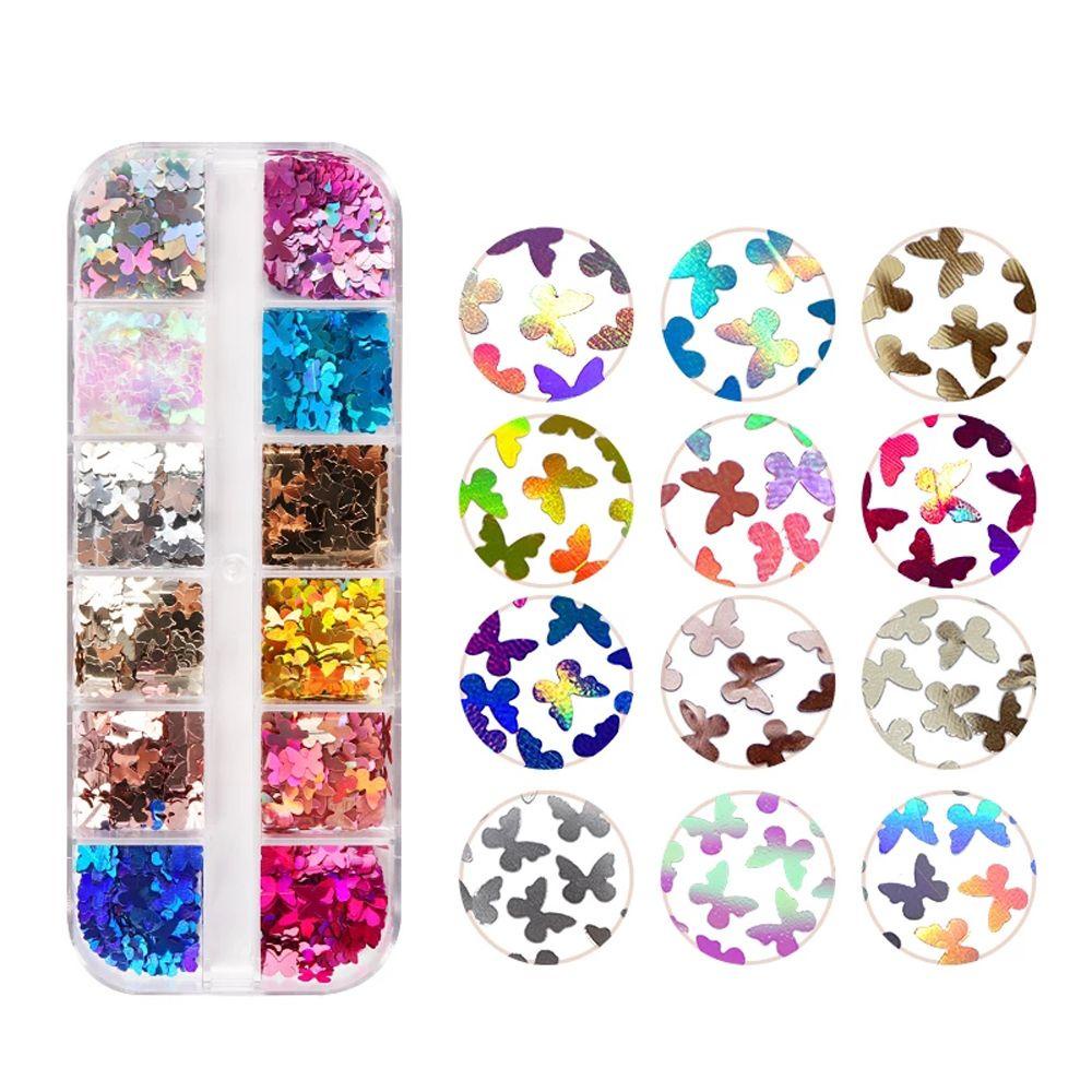 Agustina Kupu-Kupu Nail Art Payet Wanita Gadis Nail Art Charms Manicure Aksesoris PET DIY Perhiasan Kuku