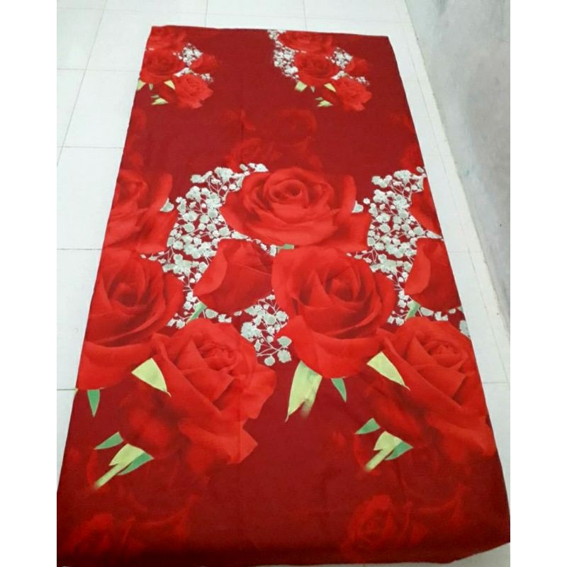 Sprei Anti Geser Homemade Kain Lady Rose Disperse Motif Red Rose