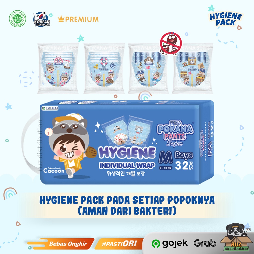 Pokana Pants Size M 32 Super Boys Baby Diapers - Popok Bayi Premium