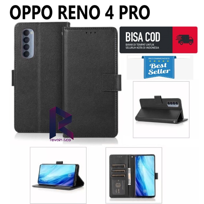 OPPO RENO 4 PRO SARUNG KULIT FLIP WALLET LEATHER KULIT PREMIUM SARUNG BUKA TUTUP FLIP CASE OPPO RENO 4 PRO