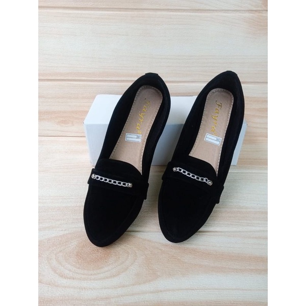 Sepatu Balet Wanita Terbaru Model Rantai Kecil Silver Flatshoes Murah Simple Kekinian Flash Sale Bisa COD