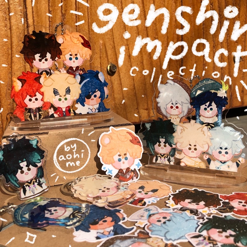 Genshin Impact Standee Keychain Sticker | Zhongli Thoma Childe Xiao Itto Kazuha