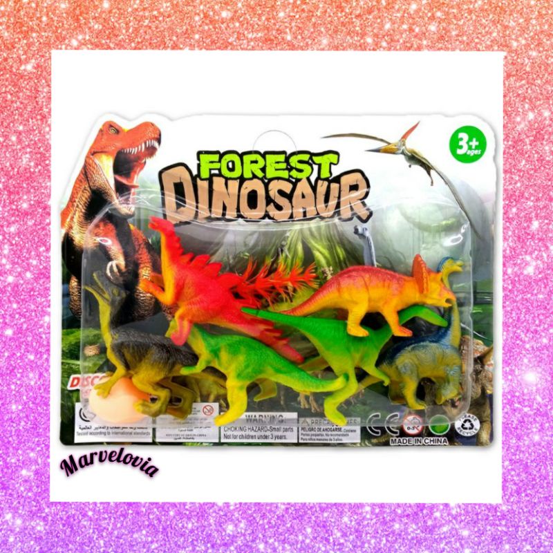 Forest Dinosaurus Mainan Miniatur Dino 6 Pcs ada Tanaman dan Telur