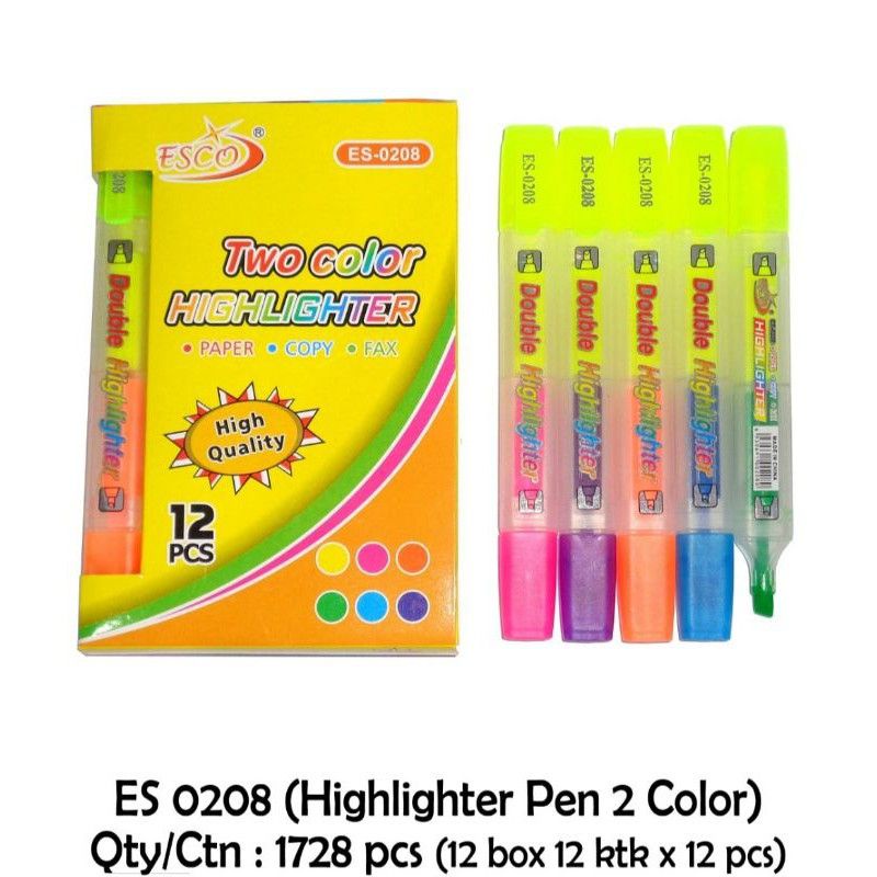 

HIGHLIGHTER 2 warna esco stabilo 2 warna highlighter esco 2warna