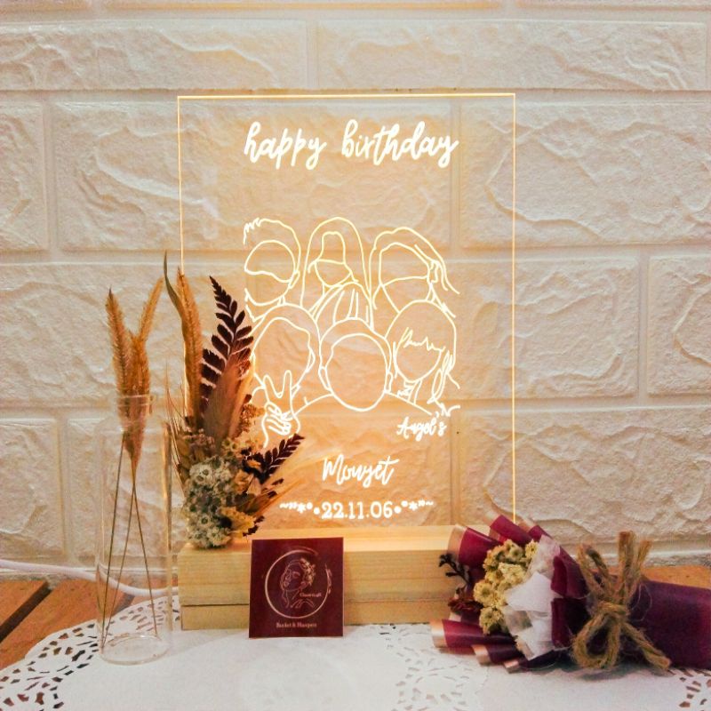 Custom Acrylic led/ lampu tidur / led akrilik/ kado wisuda / acrylic night light / akrilik custom