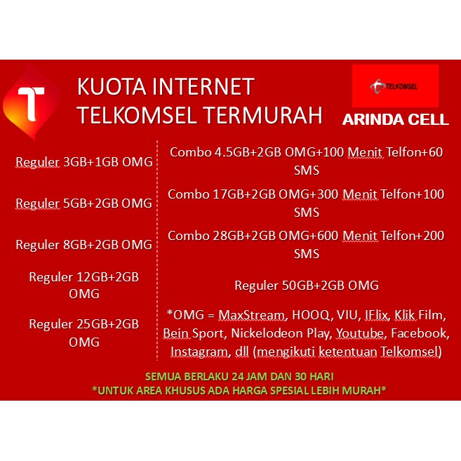 Kuota Internet Telkomsel OMG | Reguler dan Combo