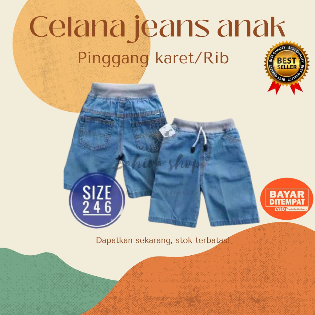 celana jeans anak laki laki/jeans pinggang karet/celana pendek anak laki laki/celana jeans pendek