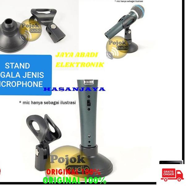 Terlaris ORIGINAL STAND MIC MINI BESI KAKI BULAT STANDING MIK PENDEK HOLDER MICROPHONE MEJA TABLE PE